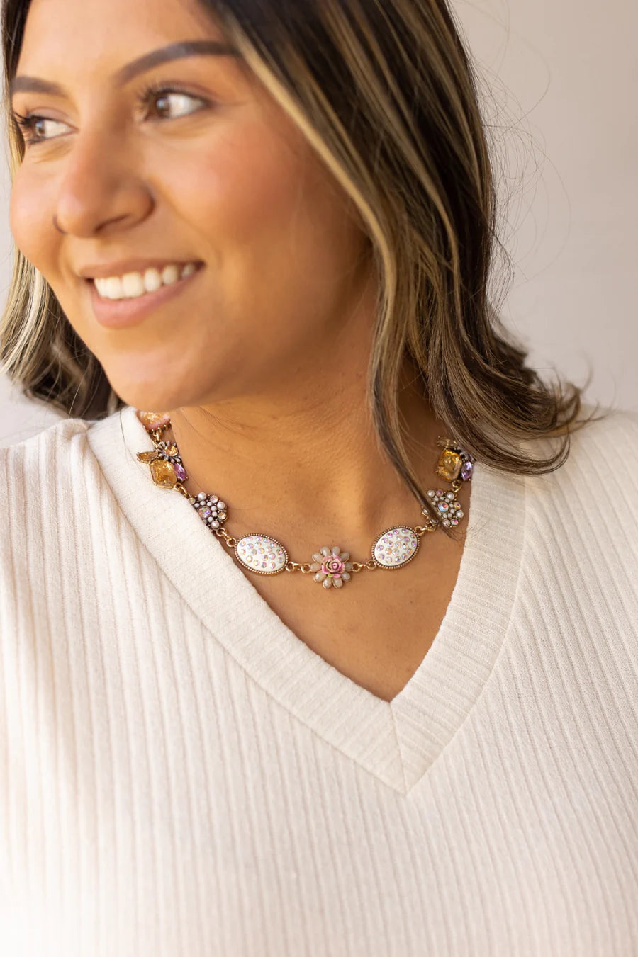 Blushing Blossom Serenity Pink Floral Elegance Necklace