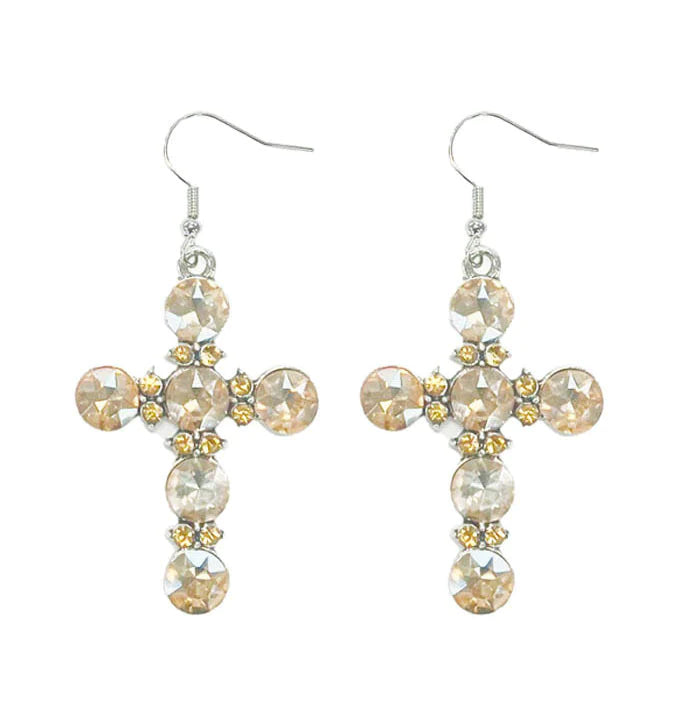 Topaz Divine Cross Earrings