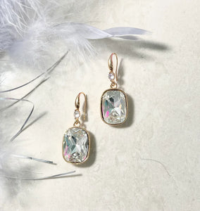 Clear Gold Crystal Drop Earrings