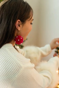 Hot Pink Rhinestone Send Me The Link Pink Pom Pom Earrings