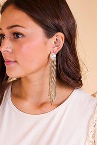 Crystal Chandelier Gold Pearl Earrings