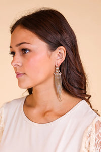 Take Me To Paris Gold Beaded Tassel Earrings