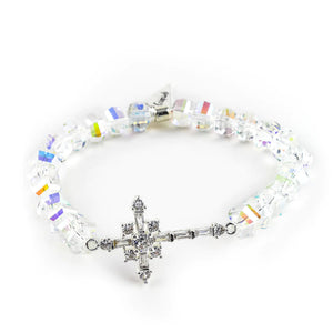 SILVER CROSS CRYSTAL BEADED BRACELET Erimish Cross Collection