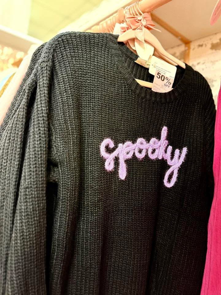 SPOOKY 3D LUREX EMBROIDERY LETTER SWEATER- SALE