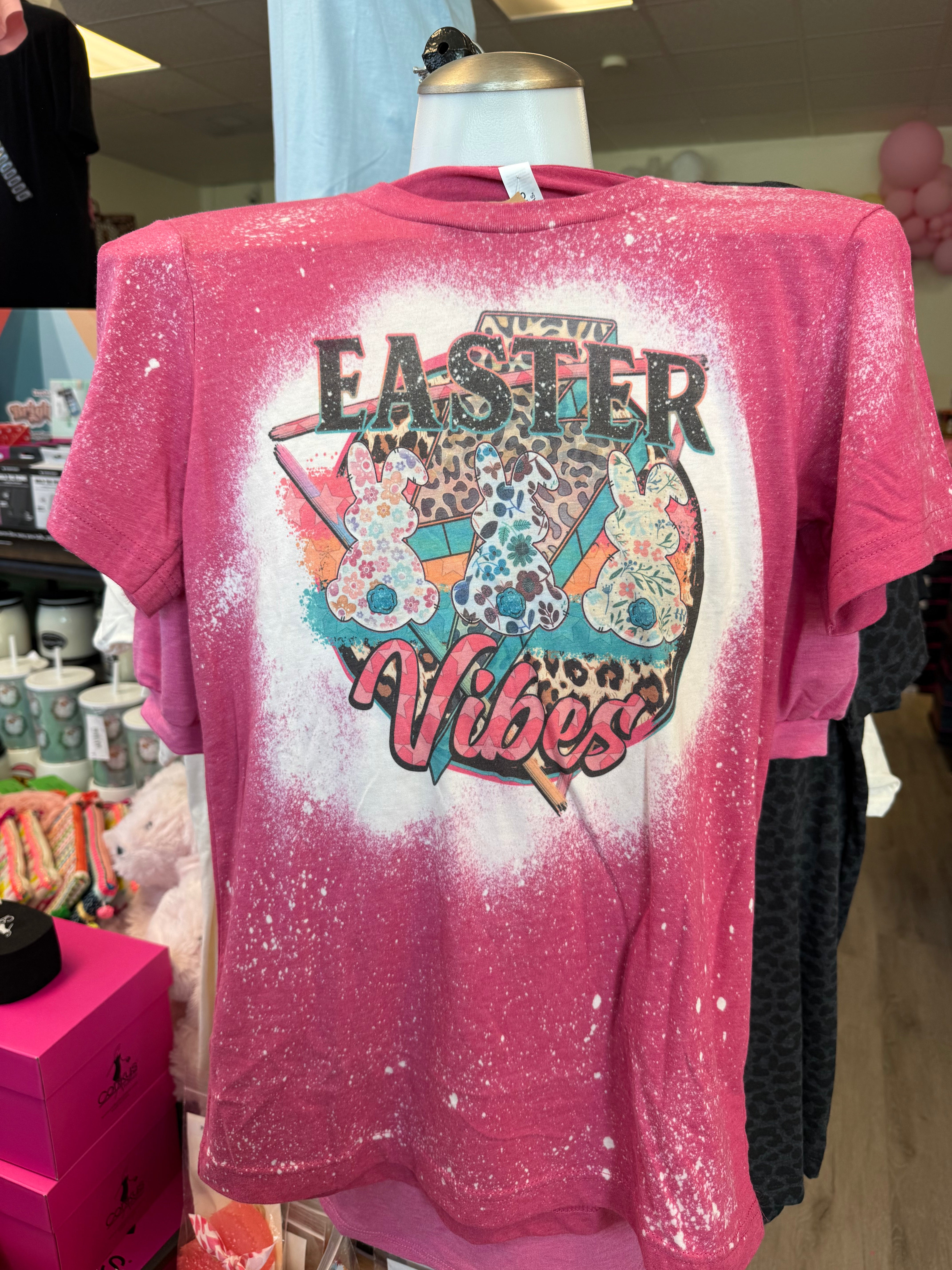 Raspberry Easter Vibes Bleached Tee- SALE