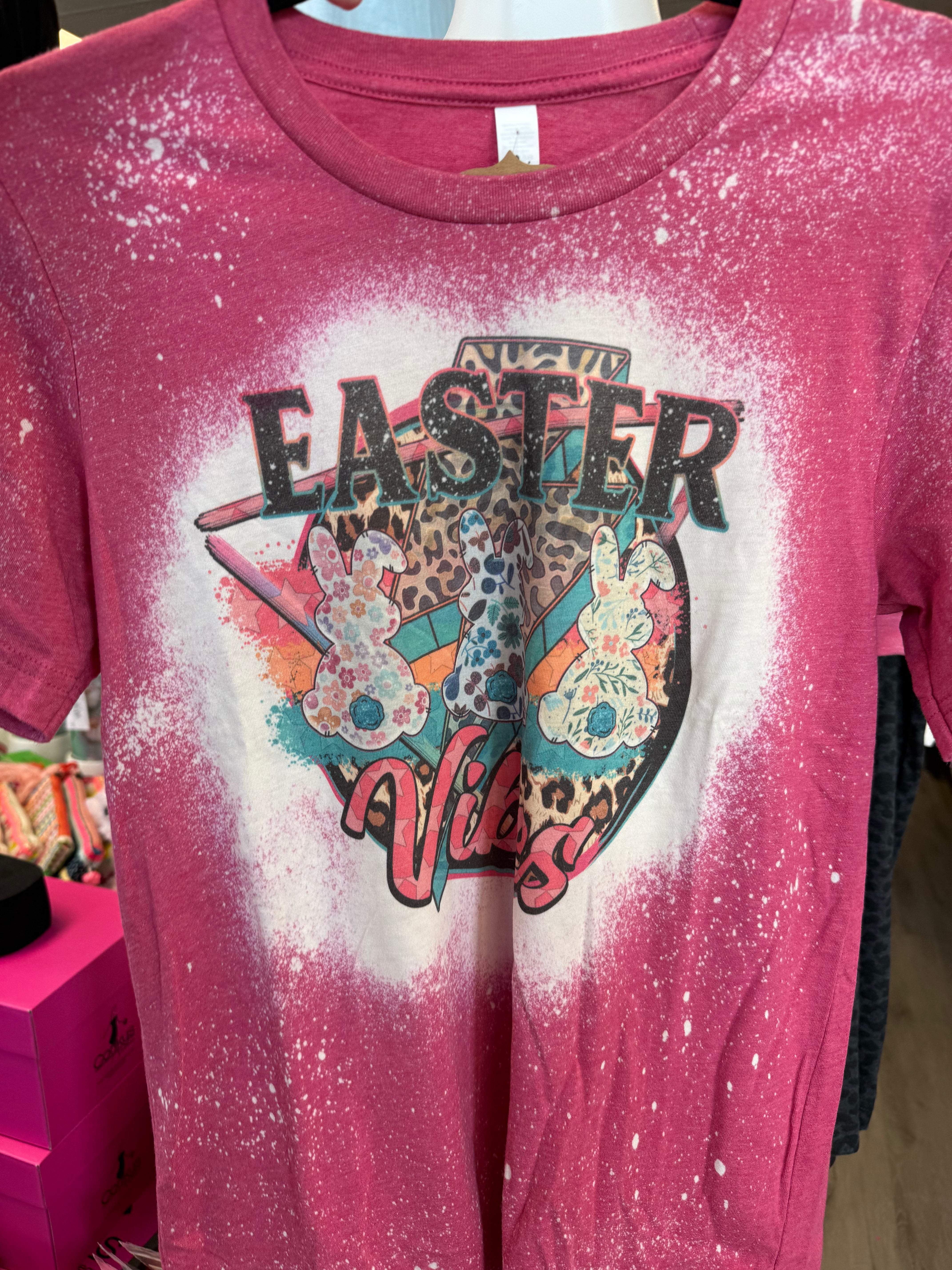 Raspberry Easter Vibes Bleached Tee- SALE