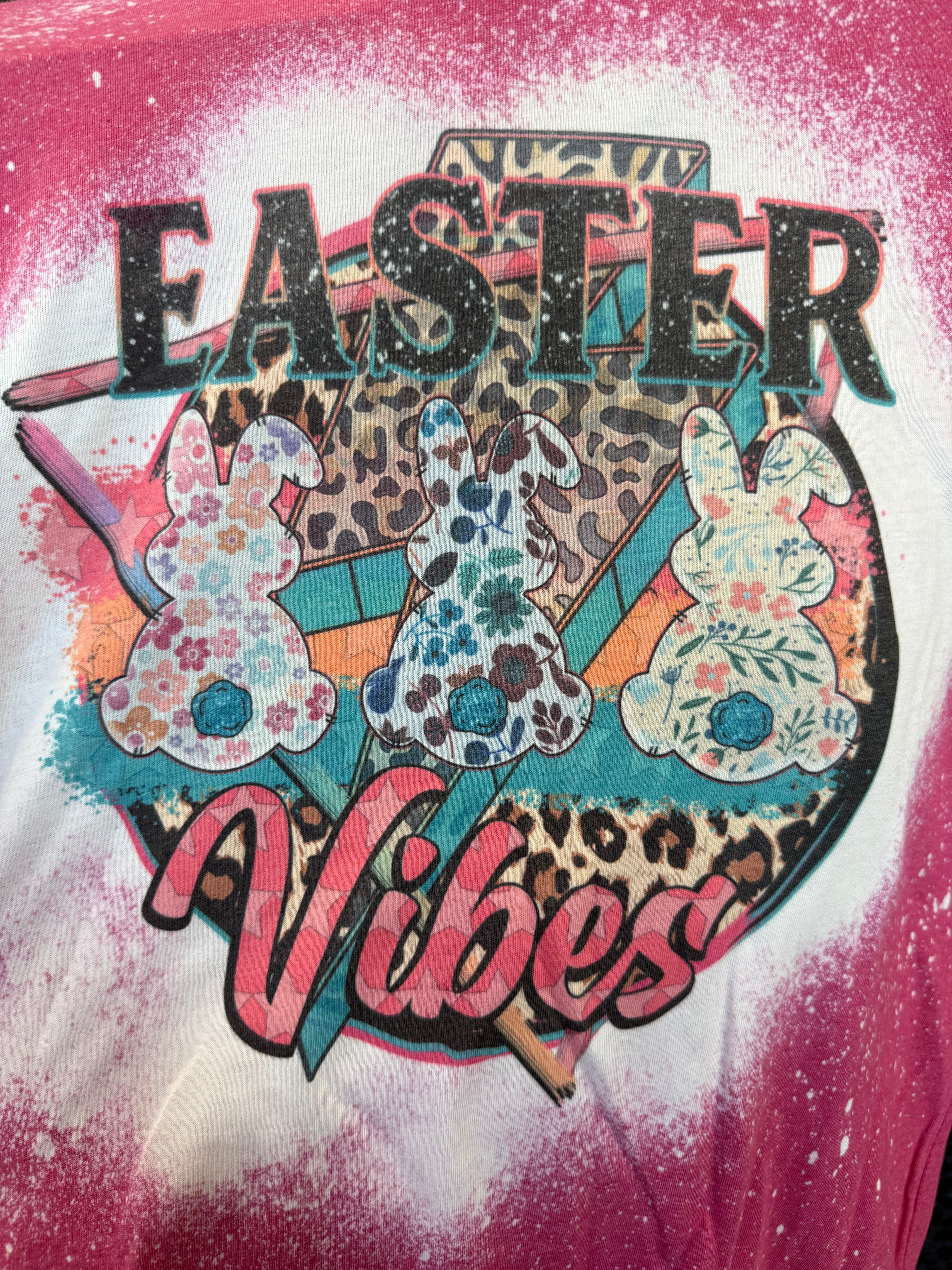 Raspberry Easter Vibes Bleached Tee- SALE