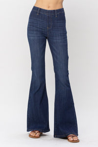 High Waist Pull On Flare Denim Darkwash Judy Blue