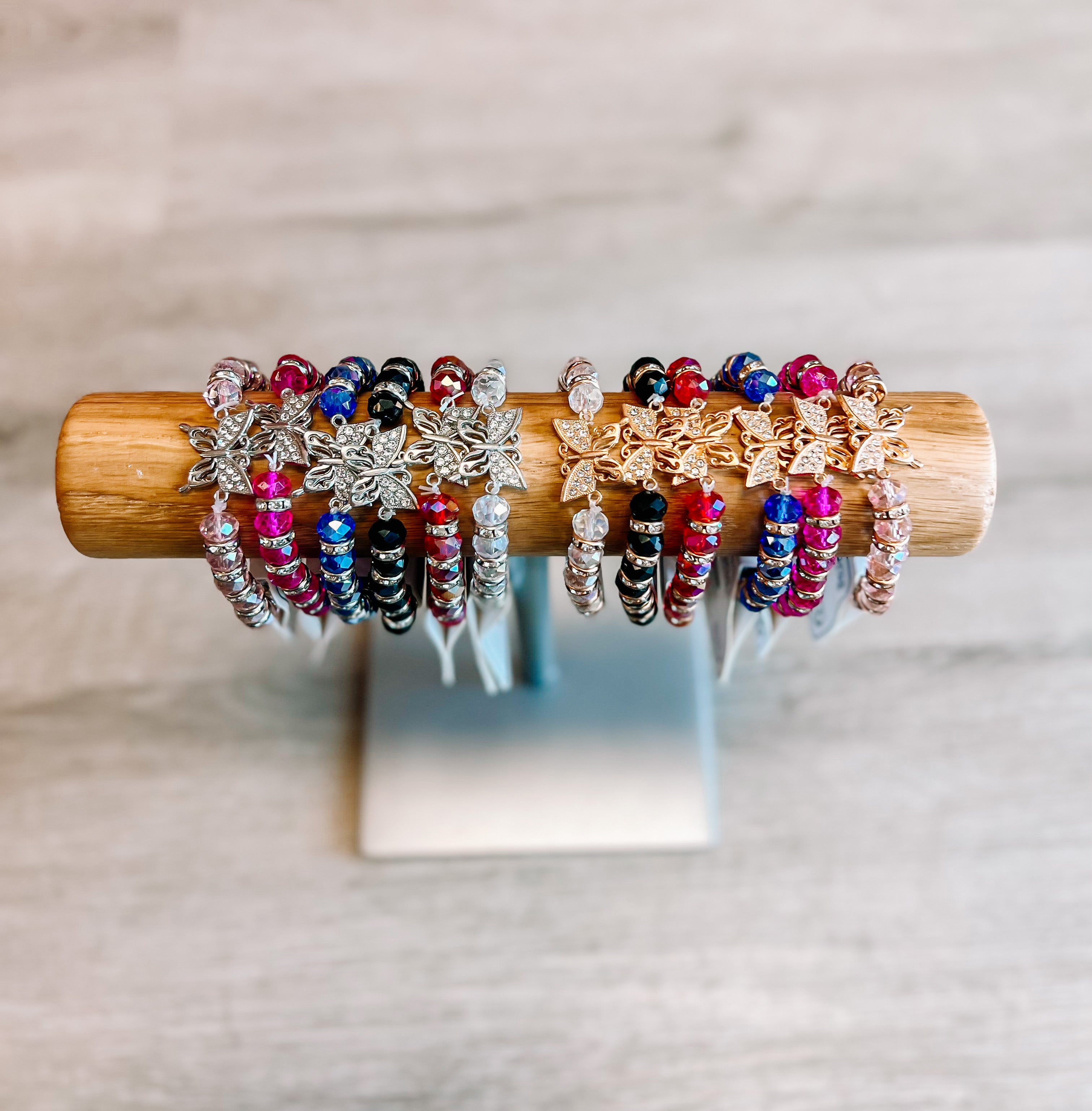 Butterfly Bling Beaded Bracelet