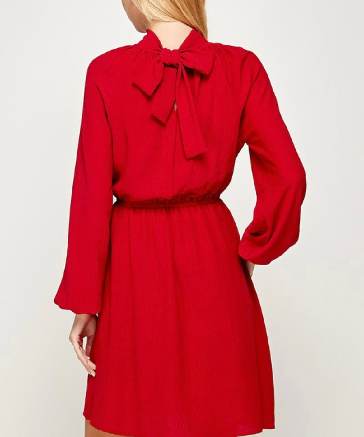 Mock Neck Ruched Waist Longsleeve Dress