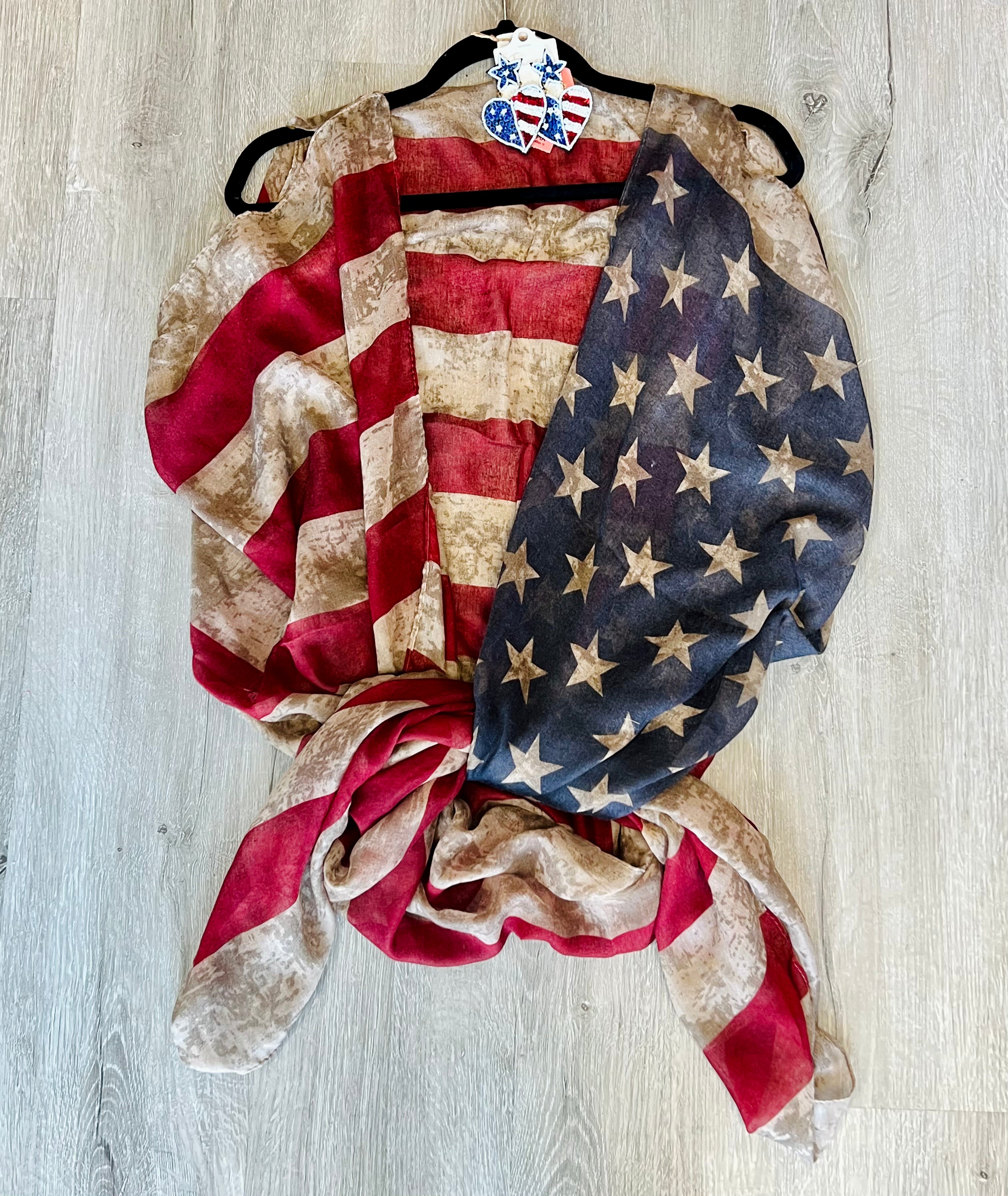 Vintage American Flag Scarf/Kimono/Cover