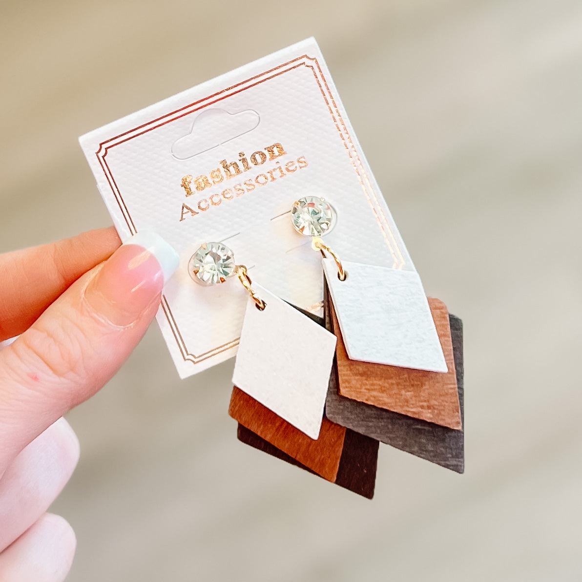 Triple Wood Diamond Earrings