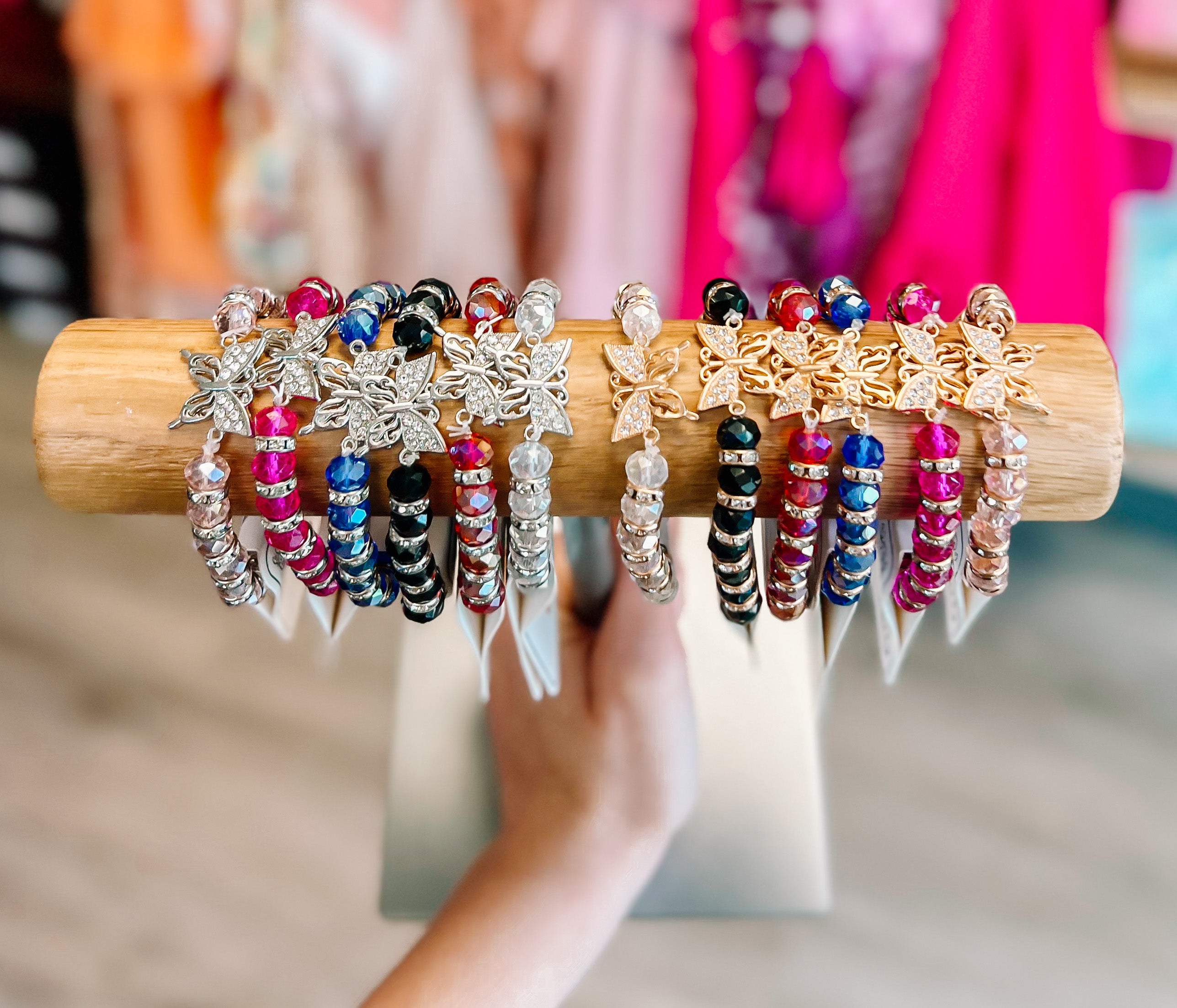 Butterfly Bling Beaded Bracelet