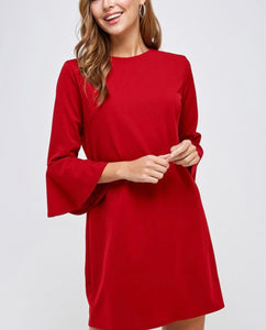 Bell Sleeve Crew Neck Dress