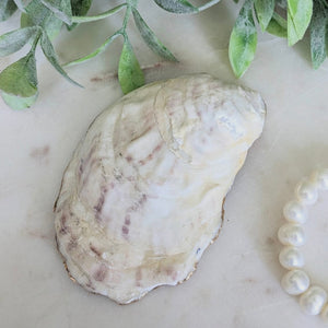 Handmade Oyster Shell Trinket Ring Dish Scattered Hydrangeas