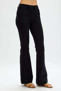 Judy Blue Denim Black High Waist Elastic Pull On Trouser Flare