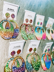 Rainbow Pastel Glitter Earrings