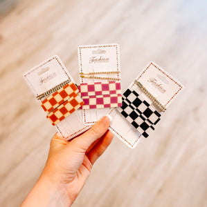 Checkered Flag Barrette Clip Pack