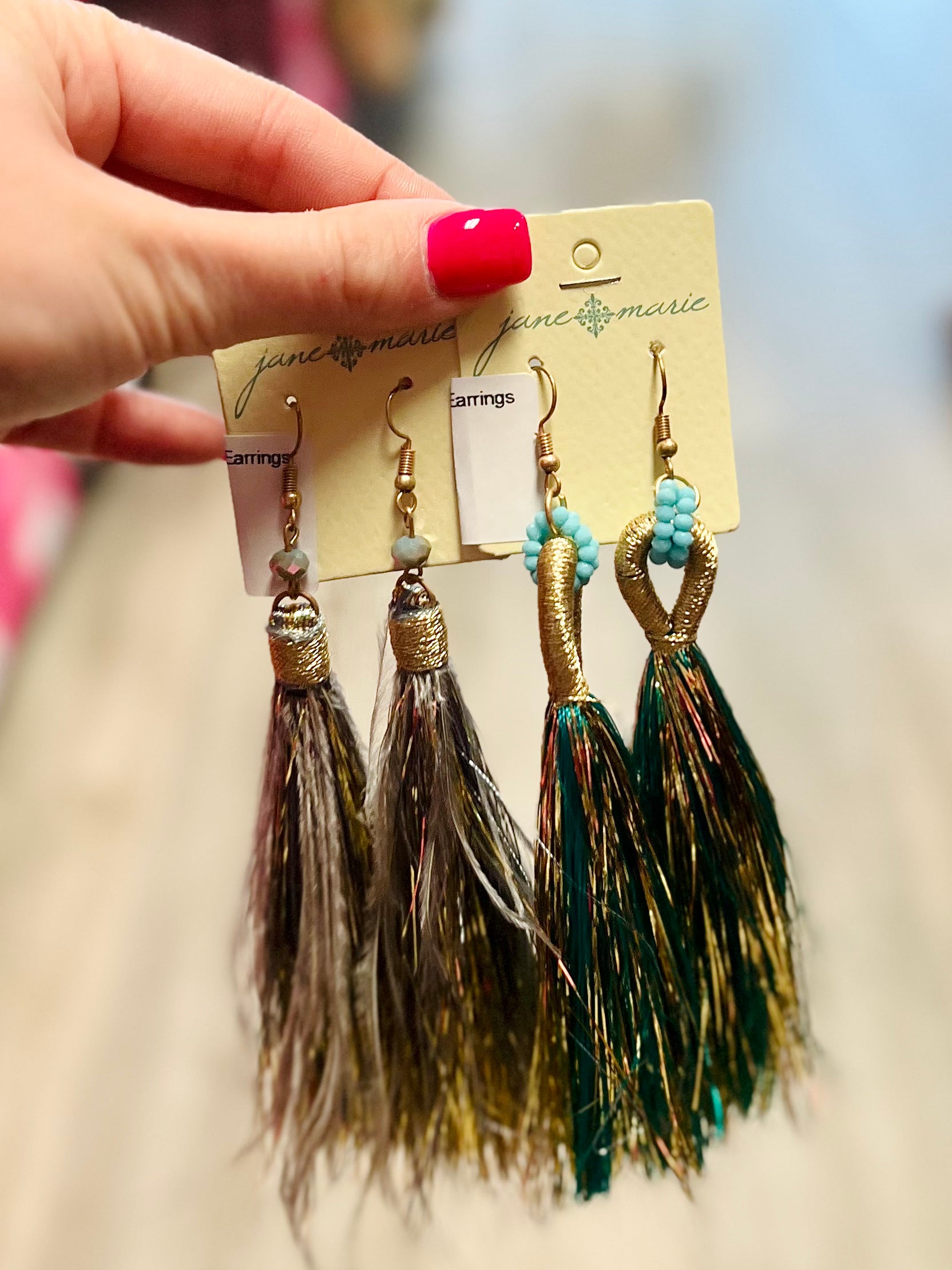 Tinsel Tassel Gold Shimmer Earrings