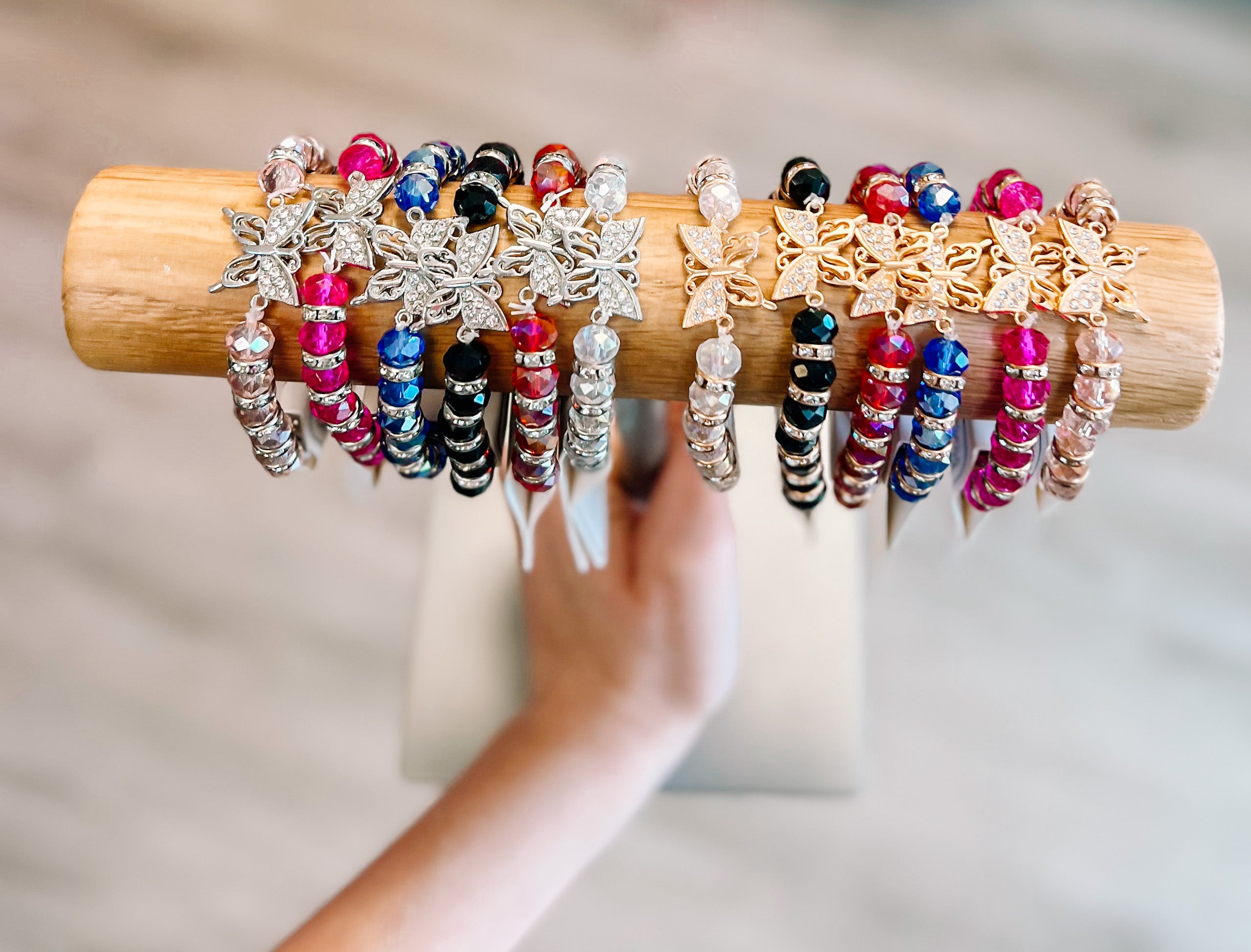 Butterfly Bling Beaded Bracelet