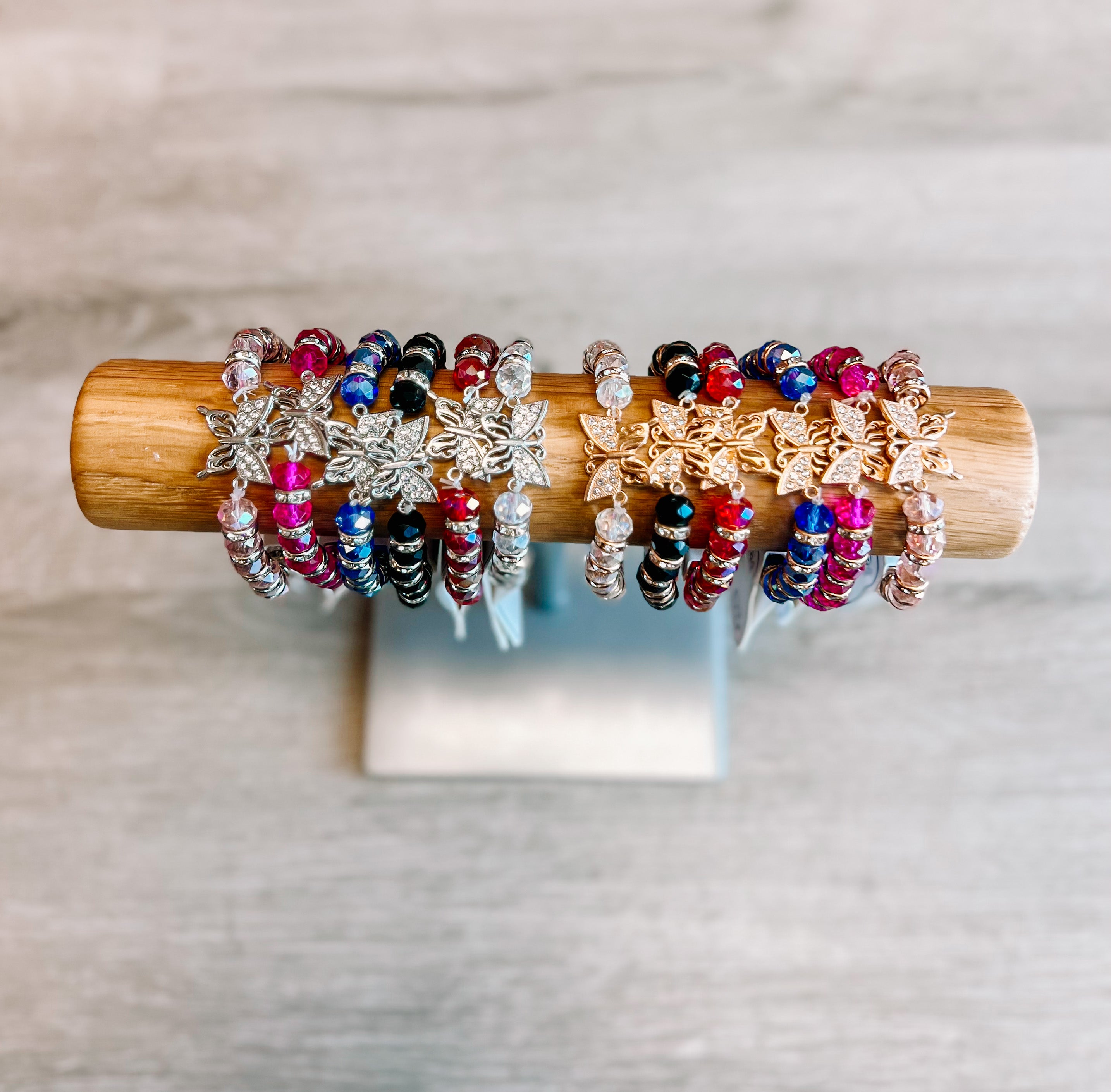 Butterfly Bling Beaded Bracelet