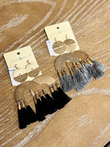 Multi Tassel Half Moon Gold Metal Earrings