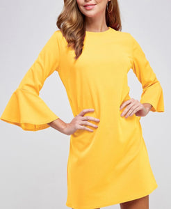 Bell Sleeve Crew Neck Dress