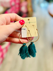 Teal Green Fringe Earrings