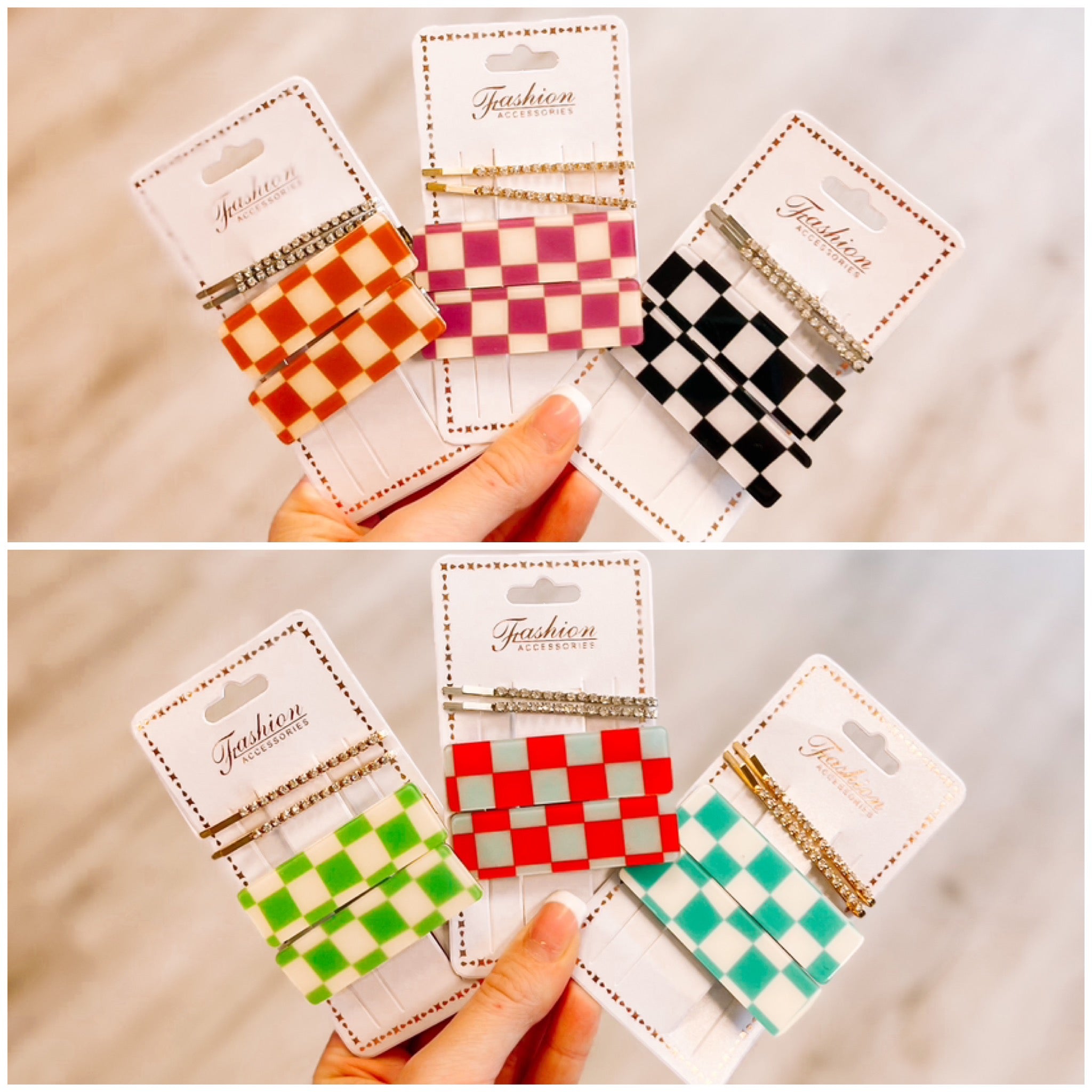 Checkered Flag Barrette Clip Pack