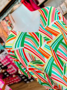Bright Green Red Geometric Top-PLUS
