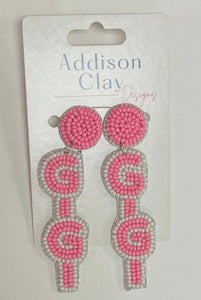 GIGI Custom Beaded Pink Earrings