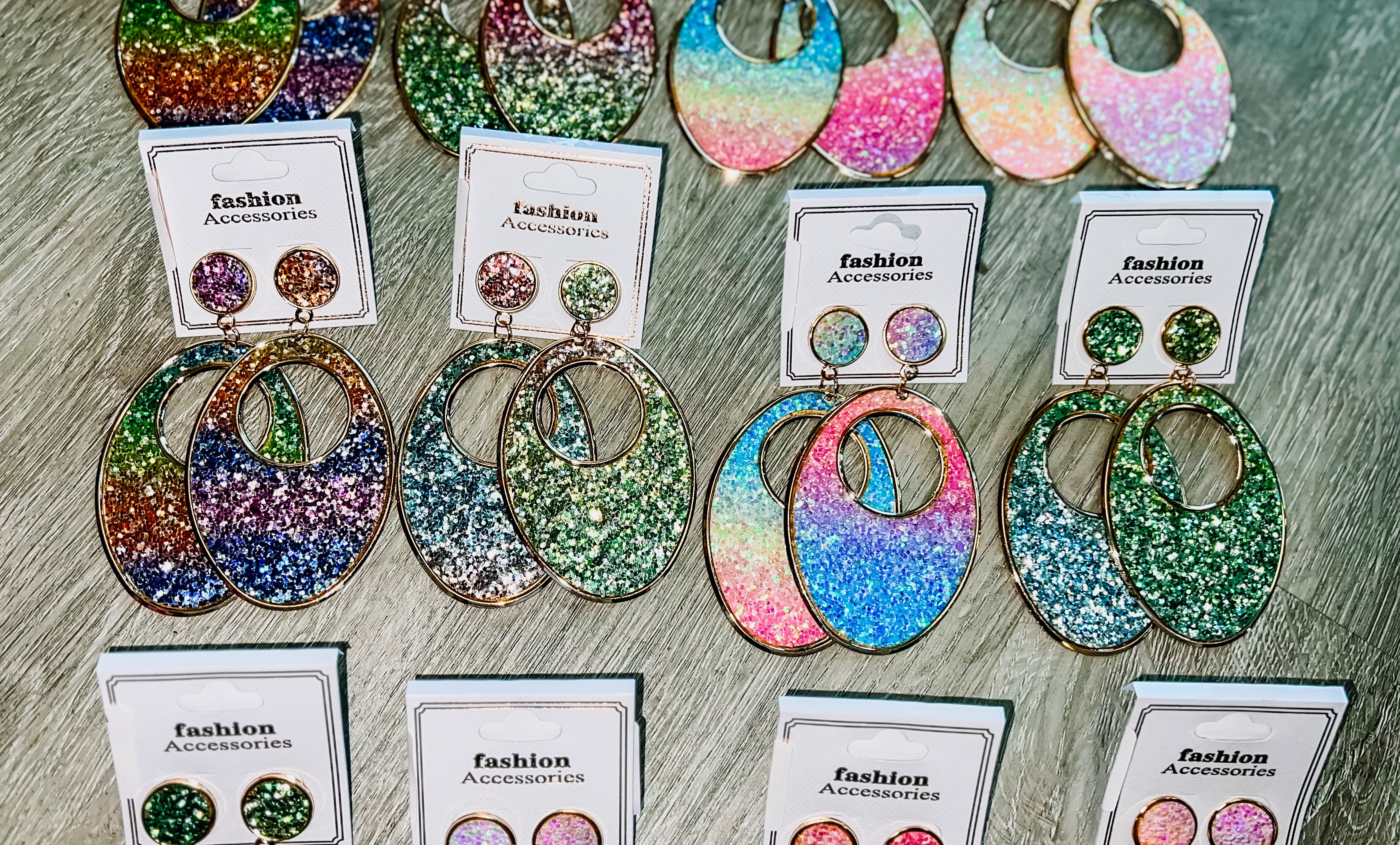 Rainbow Pastel Glitter Earrings