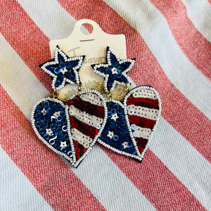 DANGLY HEART SEQUIN EARRINGS USA
