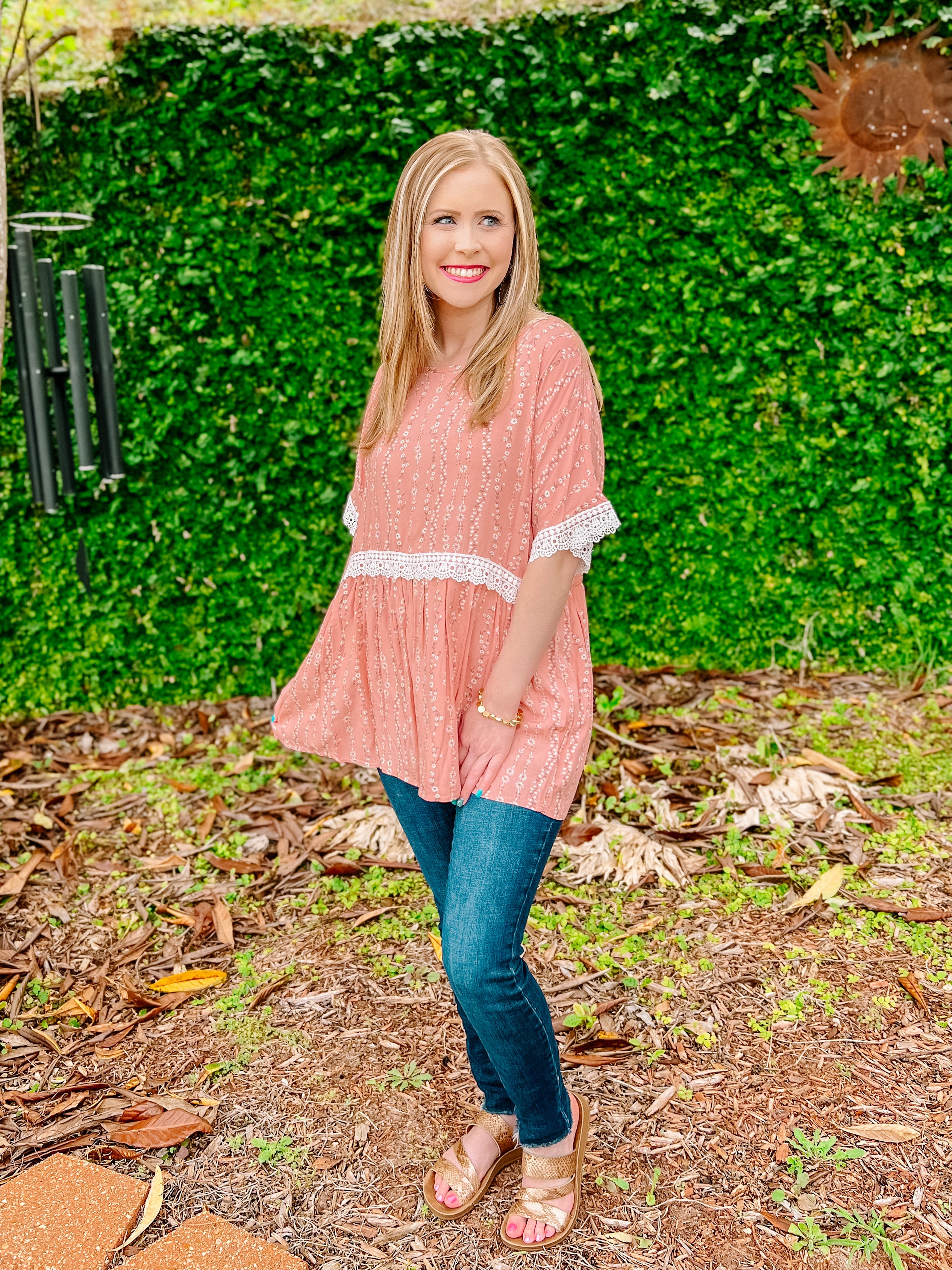 Coral Floral Short Sleeve Top-PLUS 3X