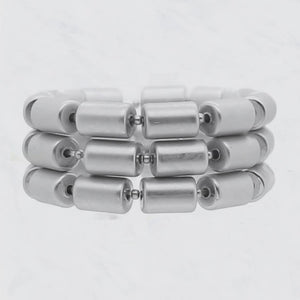 Metallic Cylinder Stretch Bracelet Set of 3