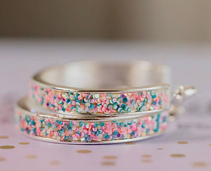 Pink Blue Confetti Hoop Earrings TLD Designs
