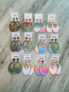 Rainbow Pastel Glitter Earrings