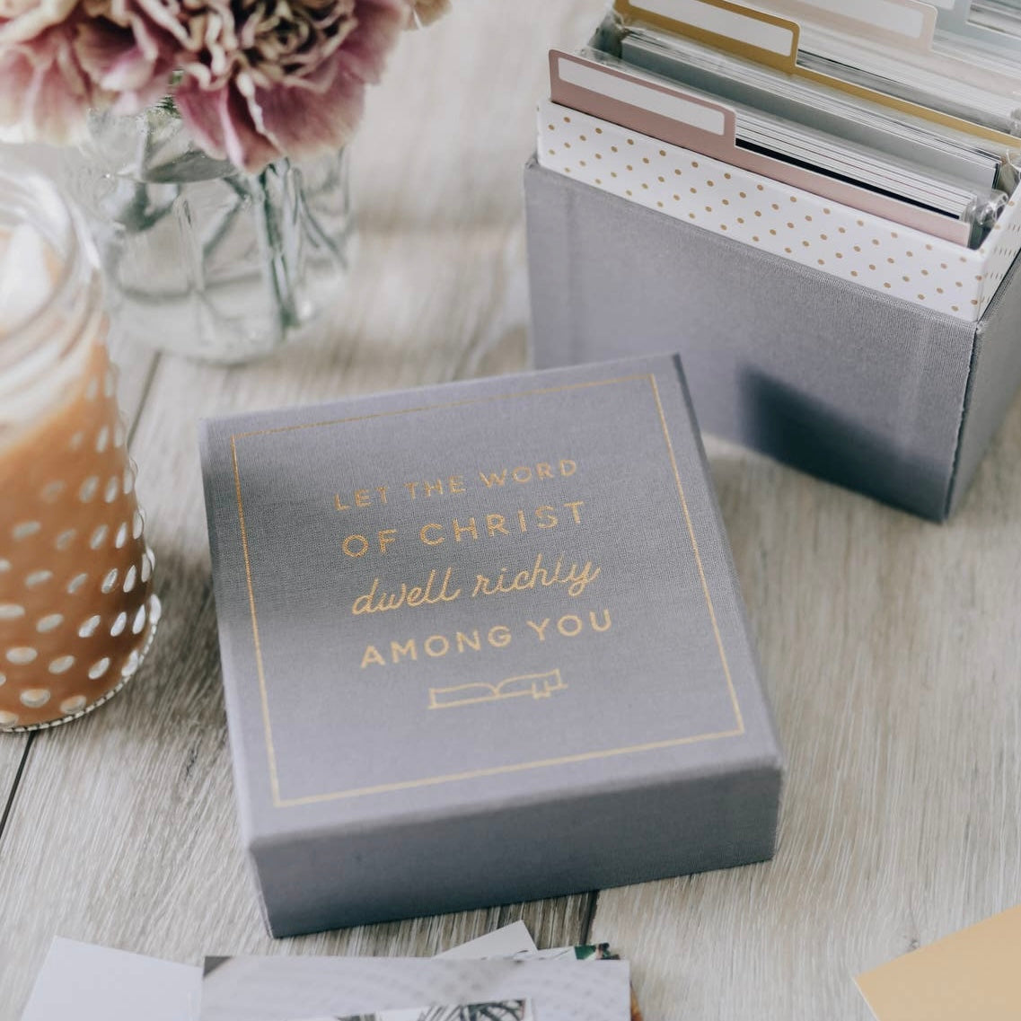 Dwell Verse Prayer Card Box (Gray Linen) BOX ONLY TDG