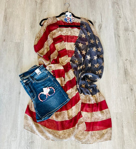 Vintage American Flag Scarf/Kimono/Cover