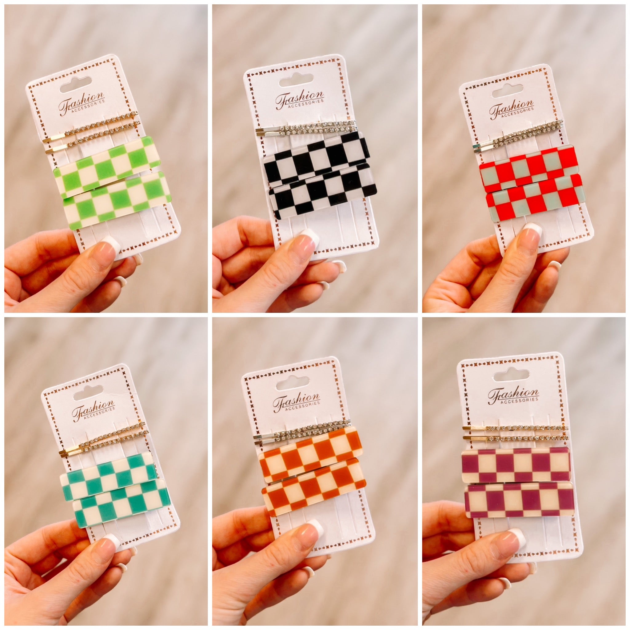 Checkered Flag Barrette Clip Pack