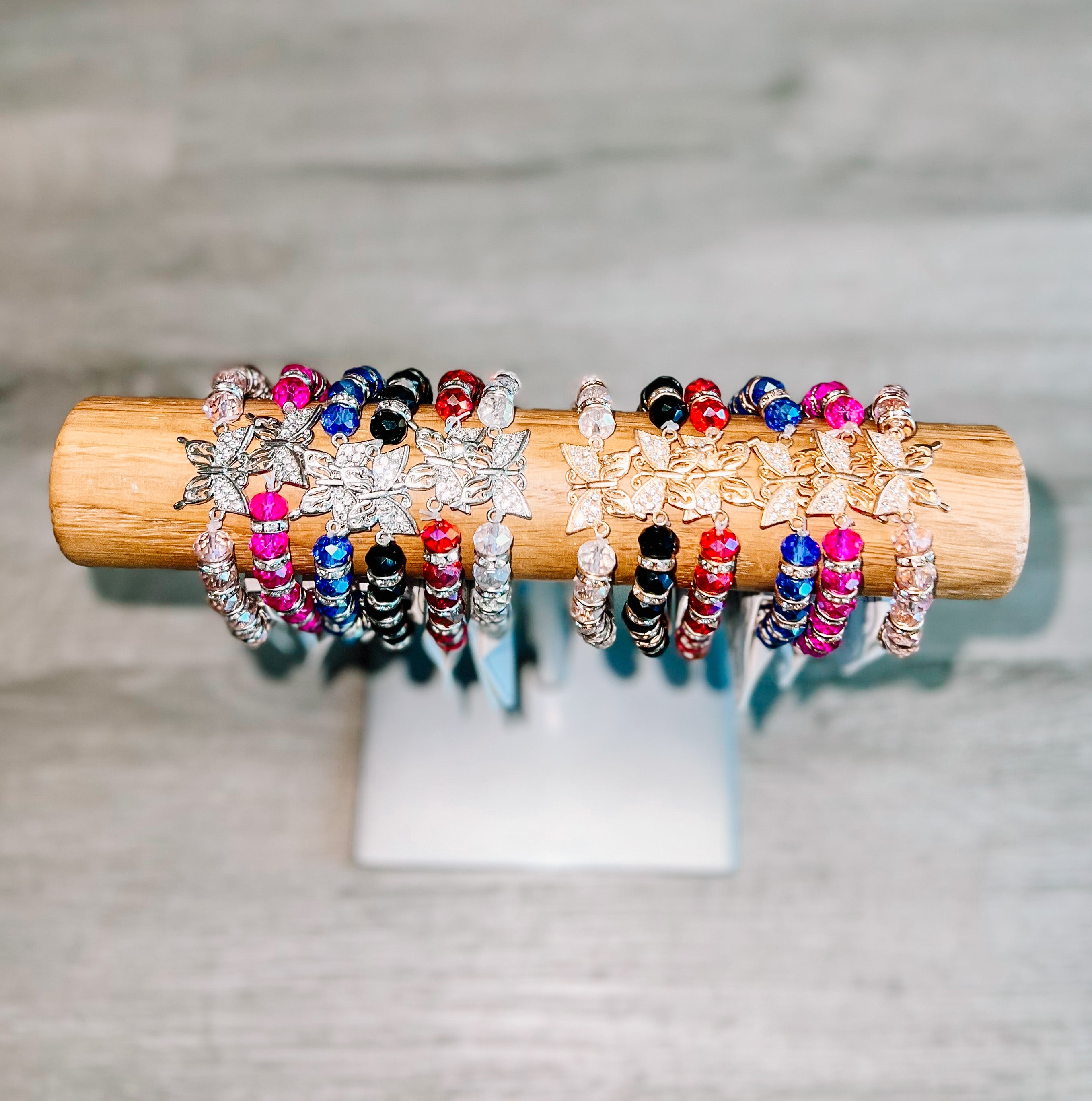 Butterfly Bling Beaded Bracelet