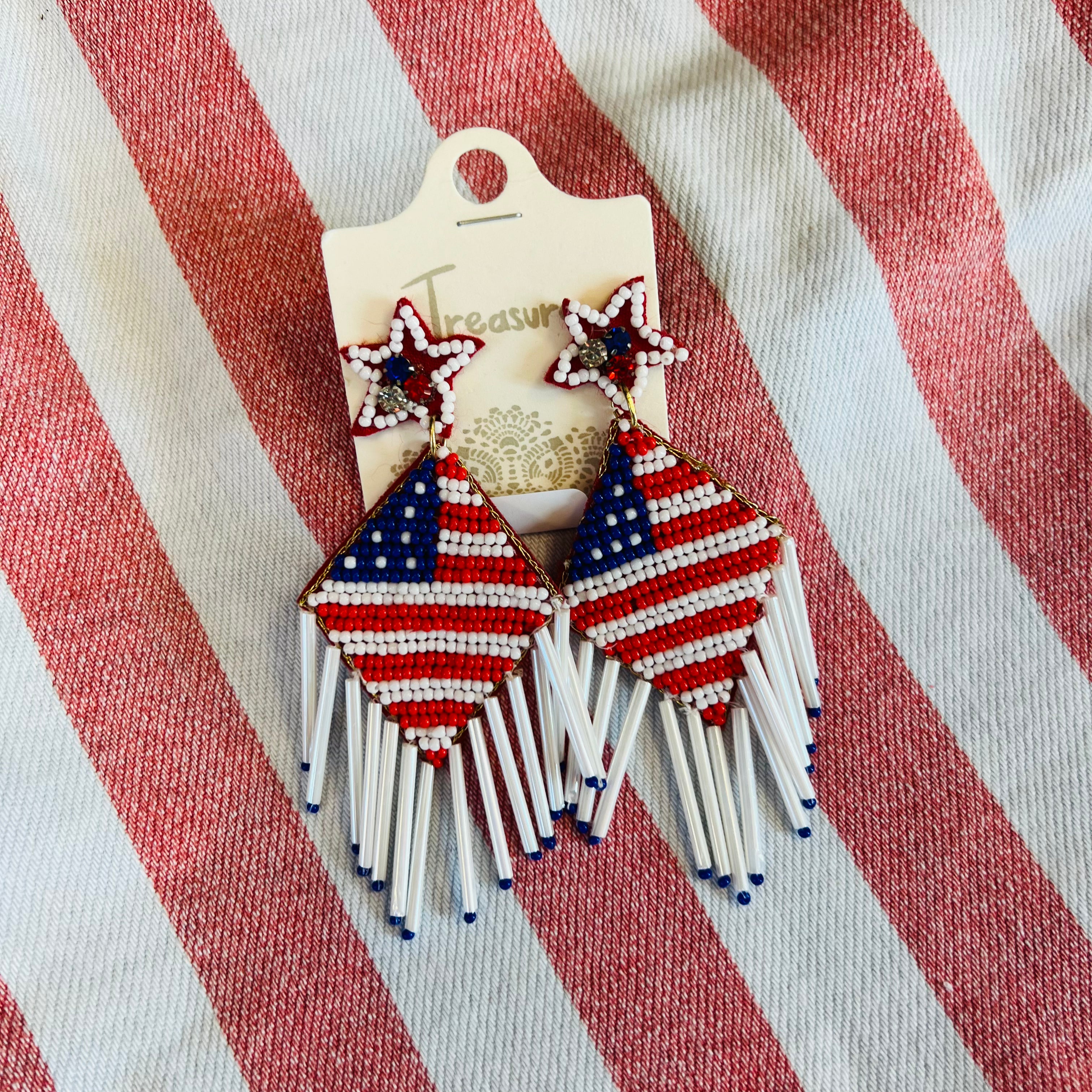 USA DIAMOND WHITE FRINGE EARRINGS