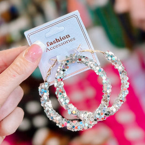 Bedazzled Hoop Earrings