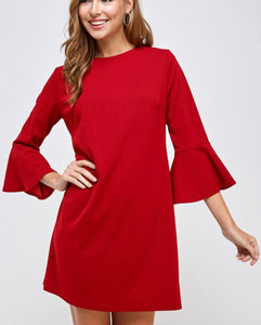 Bell Sleeve Crew Neck Dress