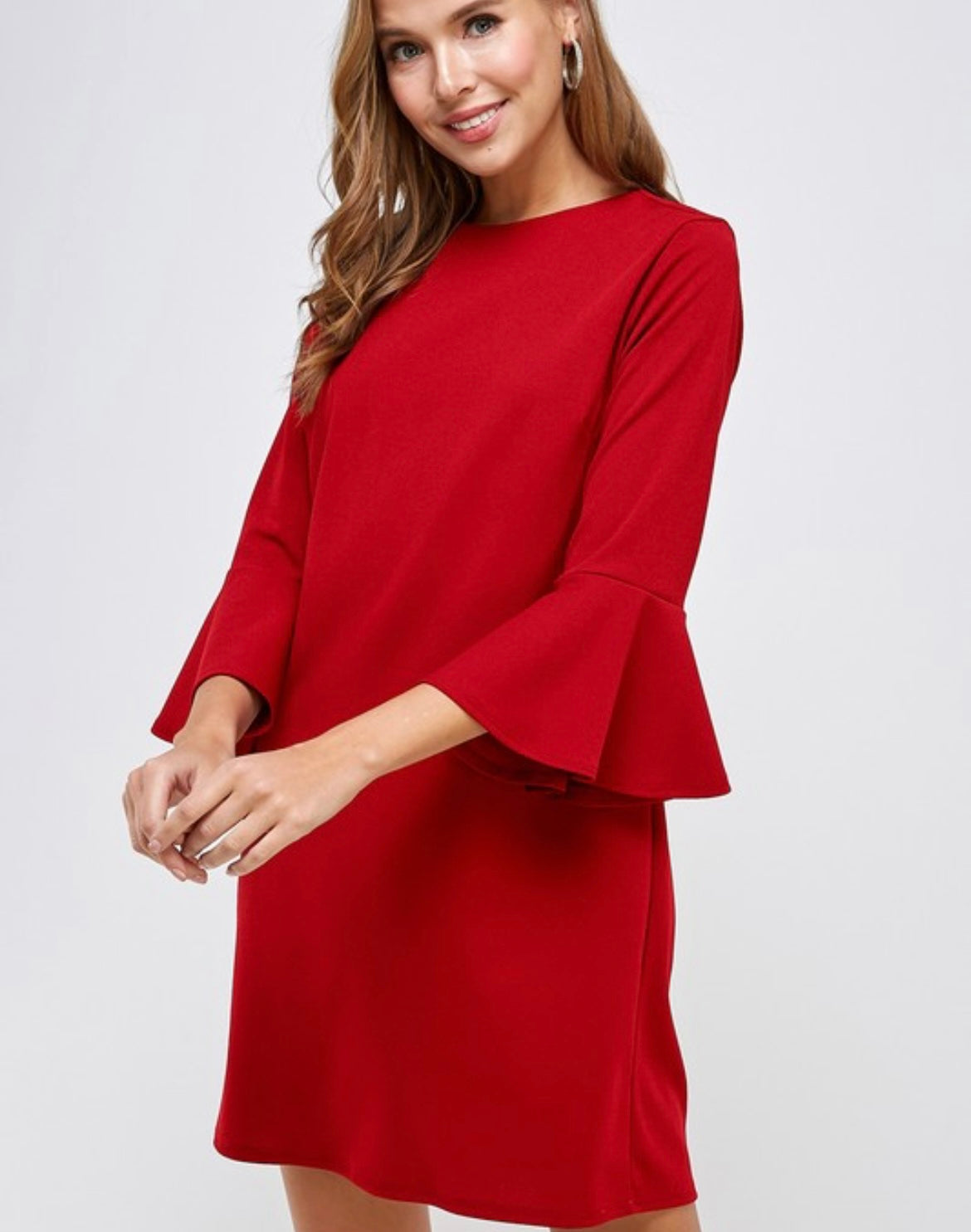 Bell Sleeve Crew Neck Dress