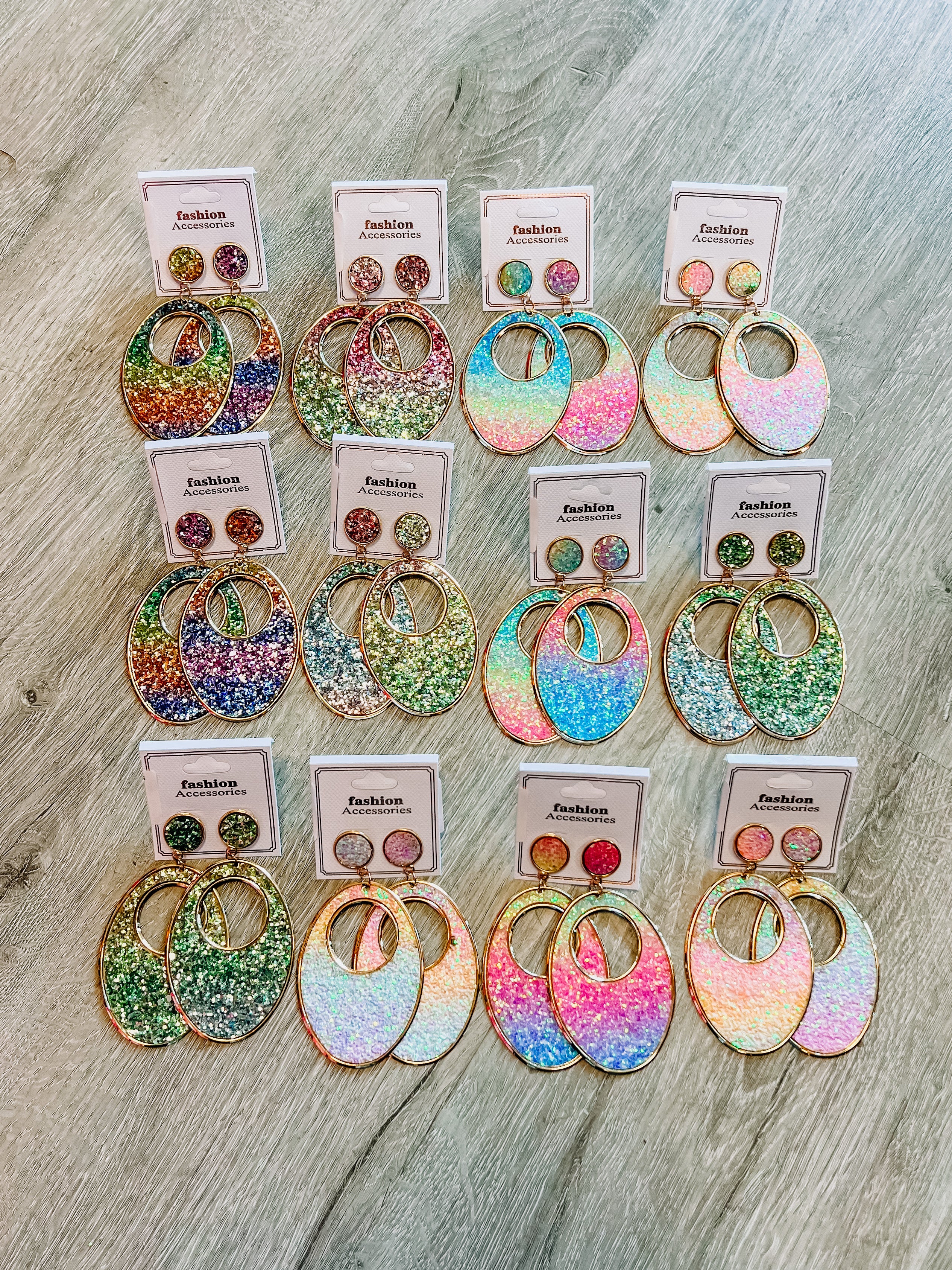 Rainbow Pastel Glitter Earrings