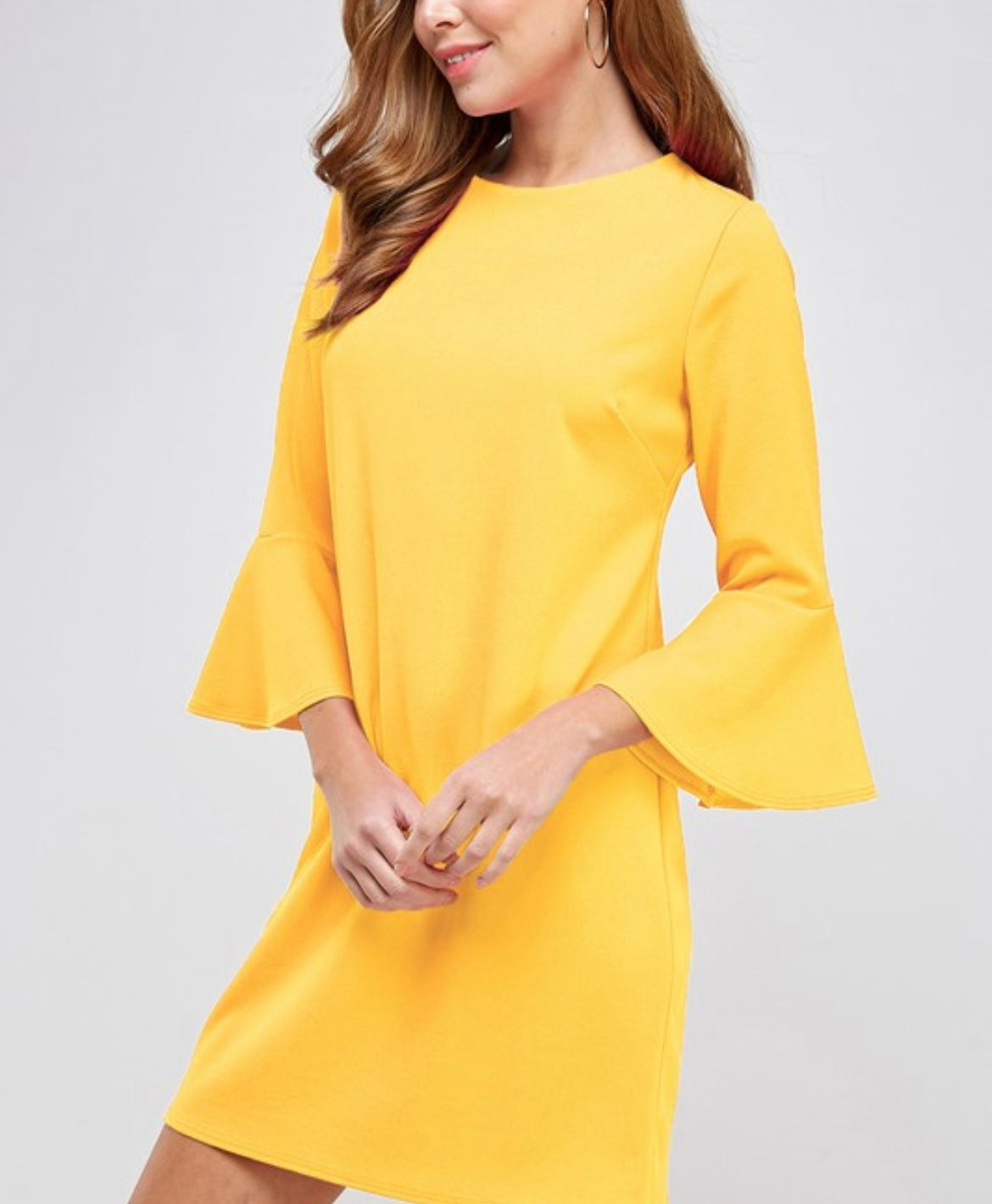 Bell Sleeve Crew Neck Dress