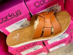 Rogue Cognac Corkys Sandals- SIZES 7 & 10 left.