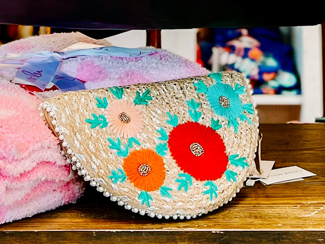 Pearl Embroidered Clutch Handbag