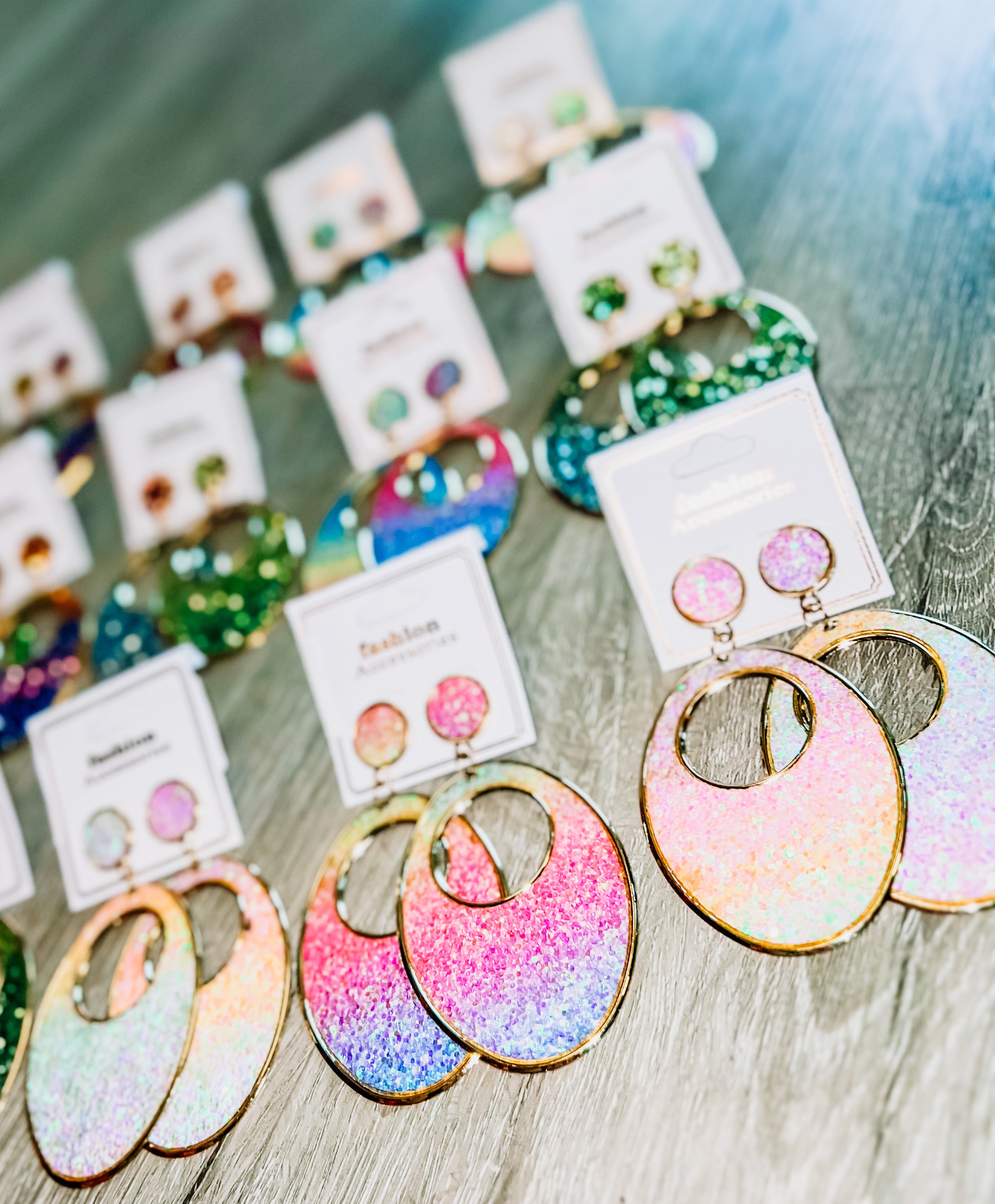 Rainbow Pastel Glitter Earrings